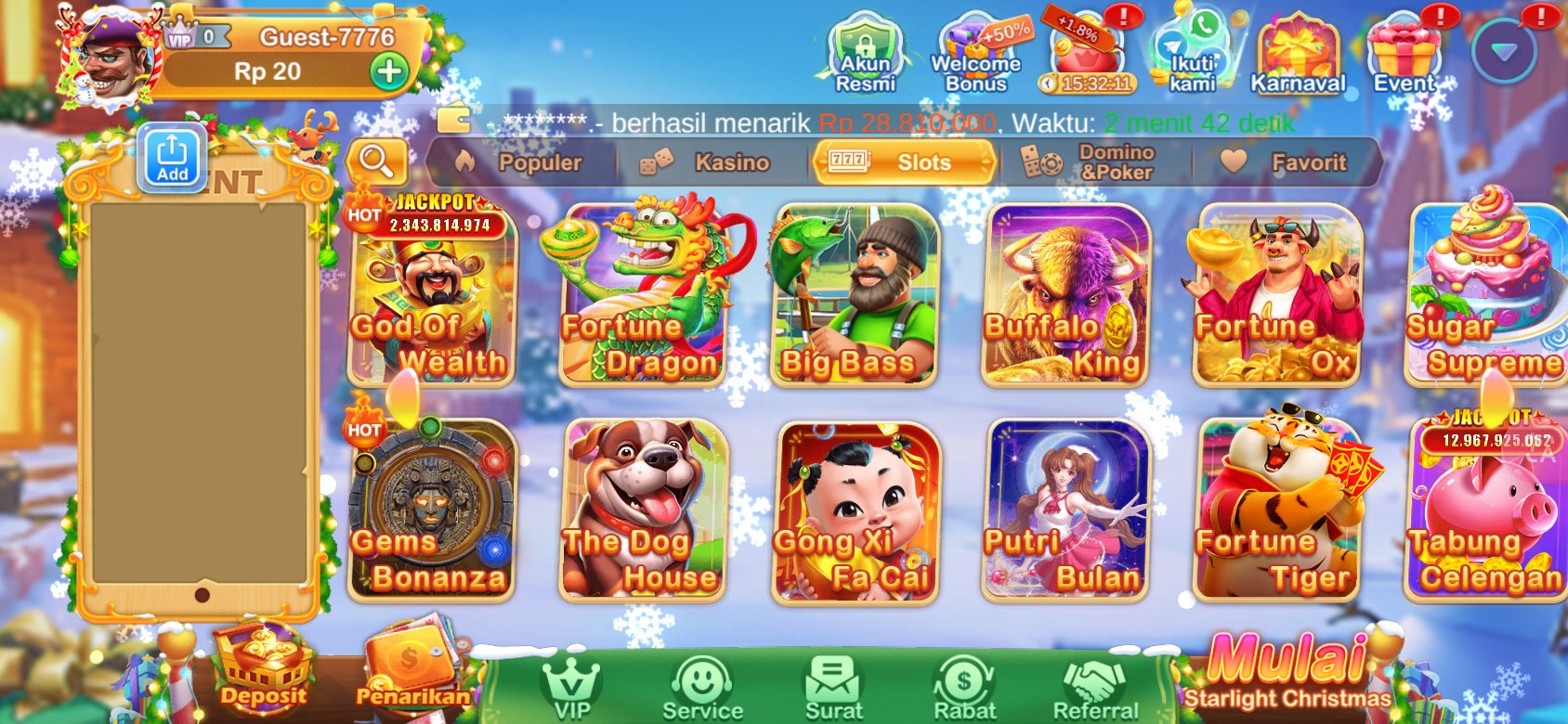 Daftar permainan slot seperti God Of Wealth dan Fortune Dragon dengan jackpot besar.